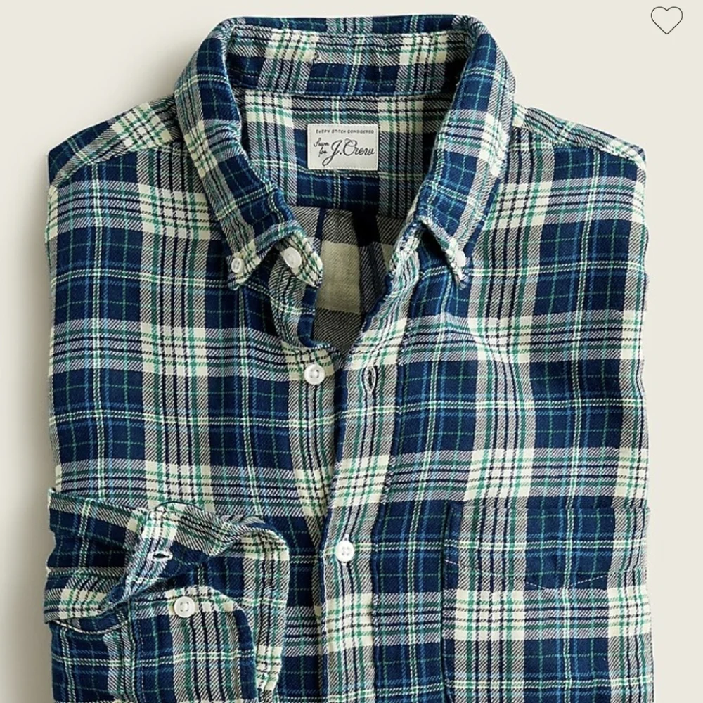 J.Crew Double Weave Shirt XXL 47-49 Blue Tartan Plaid BNWT SO $90